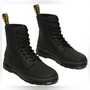 Dr. Martens Combs Leather Black Wyoming Combat Boots